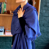Blue Herringbone 'Ex Libris' Stole