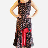 Red and Black Embroidered Cocktail Dress