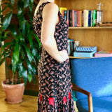 Red and Black Embroidered Cocktail Dress