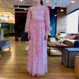 Pink and Cream Long Sleeve Maxi Dress