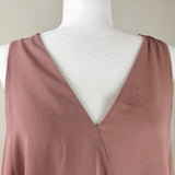 Dusty Rose Sleeveless V-Neck Silk Blouse