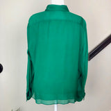 Emerald Silk Button-Up Blouse