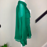 Emerald Silk Button-Up Blouse