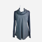 Cowl-Neck Slate Gray Long Sleeve Blouse