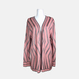 Blush Pink and Gunmetal Geometric Cardigan