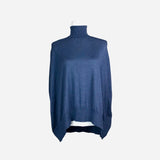 Metallic Navy Turtle-Neck Sleeveless Sweater