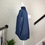 Metallic Navy Turtle-Neck Sleeveless Sweater