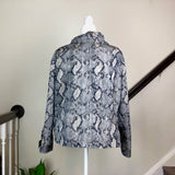 Gray Snakeskin Print Cowl Neck Jacket
