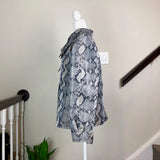 Gray Snakeskin Print Cowl Neck Jacket