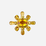 18K Yellow Gold and Citrine Brooch