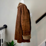 Brown Suede and Shearling Mid-Length Coat