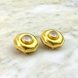 19K Yellow Gold and Intaglio Bee Ear Clip Earrings