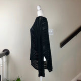 Black Scoop-Neck Medium Weight Sheer Sweater