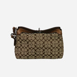 Leather-trimmed Monogram Tan Wristlet