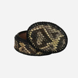 Green and Dark Brown Snake Skin Style Leather Belt