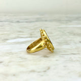 18K Yellow Gold and Orange Intaglio Oval Cocktail Ring