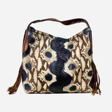 Sierra Snake Print Brown Black Beige Leather Hobo
