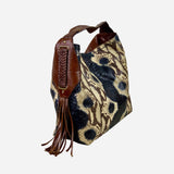 Sierra Snake Print Brown Black Beige Leather Hobo