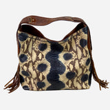 Sierra Snake Print Brown Black Beige Leather Hobo