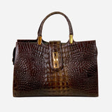 Brahmin Dark Brown Crocodile Leather Tote