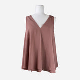 Dusty Rose Sleeveless V-Neck Silk Blouse