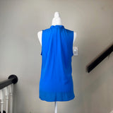 Blue Sleeveless Silk Top
