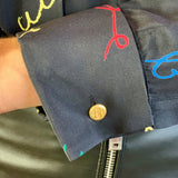 Black and Multicolored 'Pussy Bow' Silk Blouse