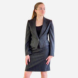 Dark-Gray Wool Pinstripe Skirt Suit