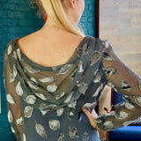 Silver 'Leaf' Long Sleeve Floor-Length Dress