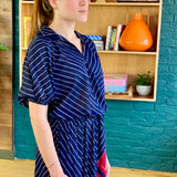 Navy-Blue Casual Maxi Dress