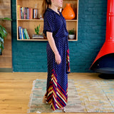 Navy-Blue Casual Maxi Dress