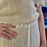 Cream Mid-Length Sheer Crochet Dress