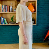 Cream Mid-Length Sheer Crochet Dress