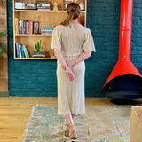 Cream Mid-Length Sheer Crochet Dress