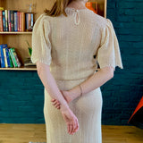 Cream Mid-Length Sheer Crochet Dress