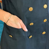 Black Short-Sleeve Double-Breasted Blazer