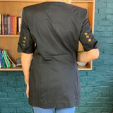 Black Short-Sleeve Double-Breasted Blazer