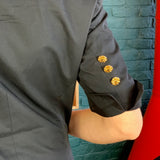 Black Short-Sleeve Double-Breasted Blazer