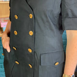 Black Short-Sleeve Double-Breasted Blazer