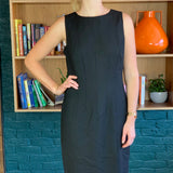 Black Sleeveless Knee-Length Wool Dress