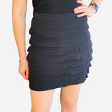 Black Cotton Tiered Mini Skirt