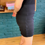 Black Cotton Tiered Mini Skirt