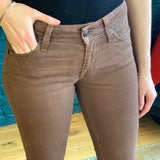 Brown Coated 'Lola' Stovepipe Skinny Jeans