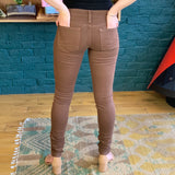 Brown Coated 'Lola' Stovepipe Skinny Jeans