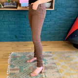 Brown Coated 'Lola' Stovepipe Skinny Jeans