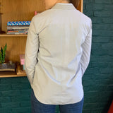 Light-Blue Embellished Collar Button-Up Blouse