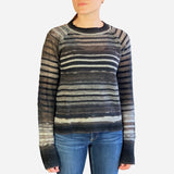 Striped Light Weight Sheer Wool Knit Sweater
