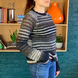 Striped Light Weight Sheer Wool Knit Sweater