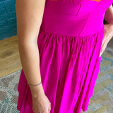 Pink and Orange Silk Sleeveless Dress