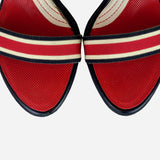 Double Strap Striped Low Heeled Sandals